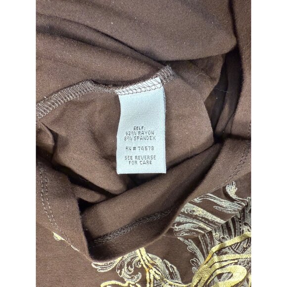 Y2K Cache Midi Dress Metallic Gold Stretchy Shirt Dress Bodycon Small - Picture 8 of 9